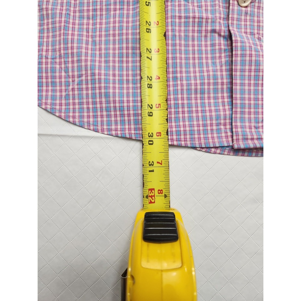Peter Millar Summer Comfort Shirt Mens Large Pink Plaid Stretch Button Up Casual - Picture 5 of 12